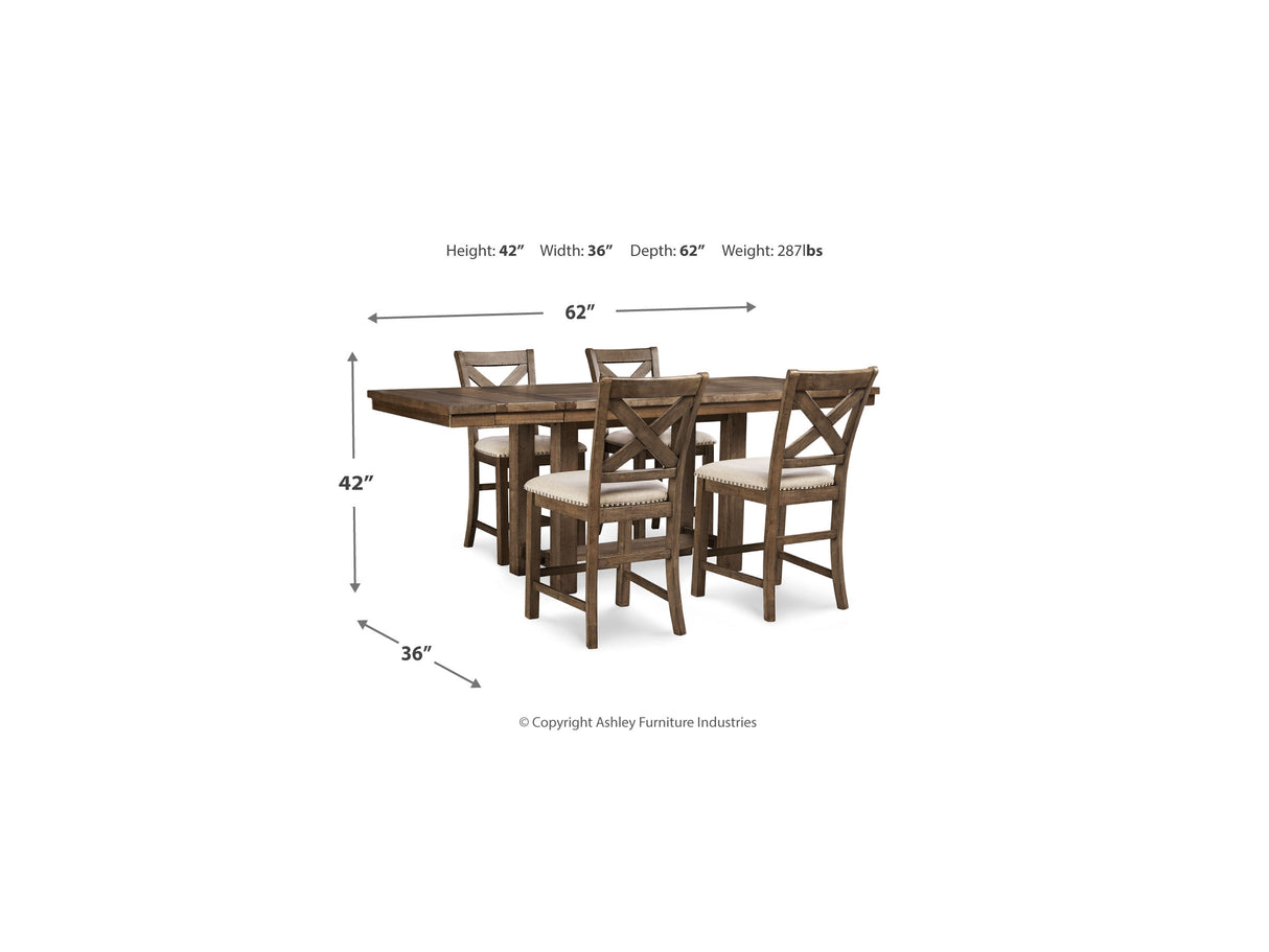Moriville Grayish Brown Counter Height Dining Table And 4 Barstools