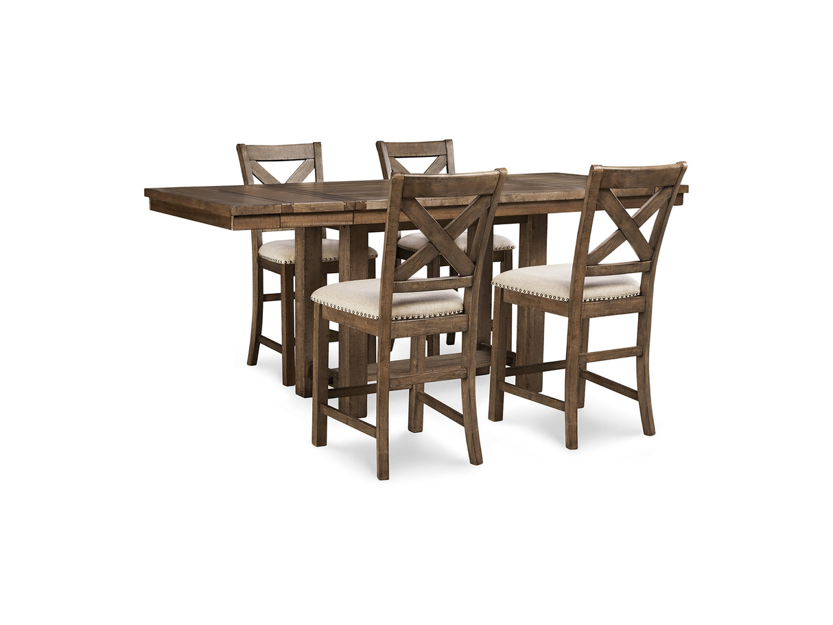 Moriville Grayish Brown Counter Height Dining Table And 4 Barstools