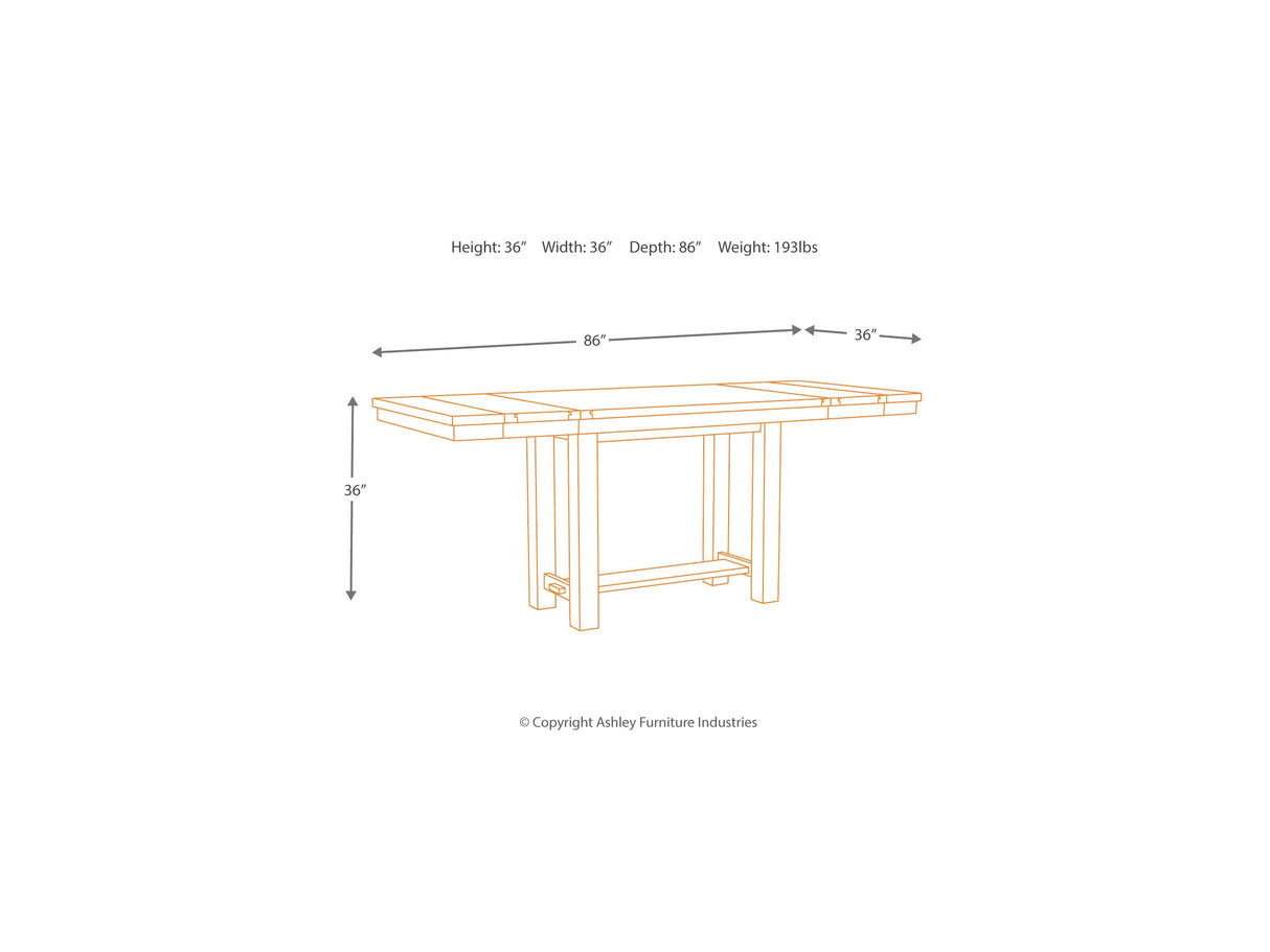 Moriville Beige Counter Height Dining Table And 2 Barstools Bench