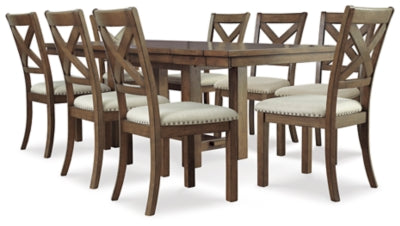 Moriville Grayish Brown Dining Table And 8 Chairs