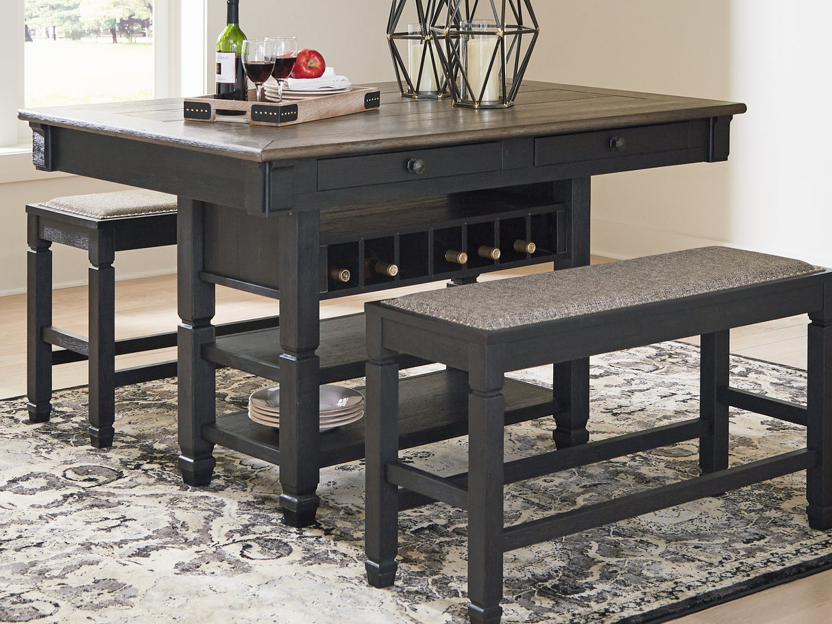 Tyler Creek Black/Grayish Brown Counter Height Dining Table And 4 Barstools With Server
