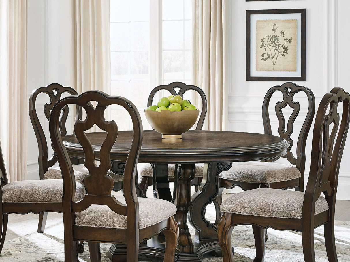 Maylee Dark Brown Dining Table And 6 Chairs