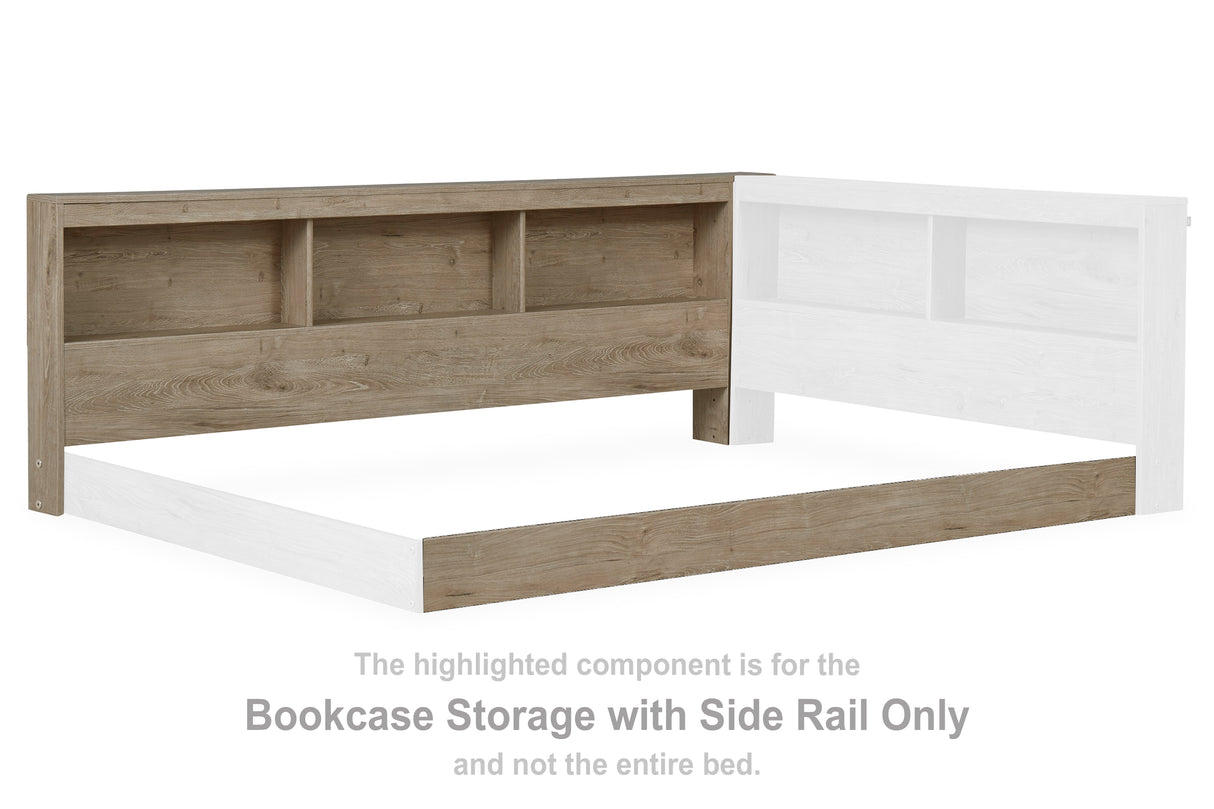 Oliah Natural Bookcase Storage with Side Rail