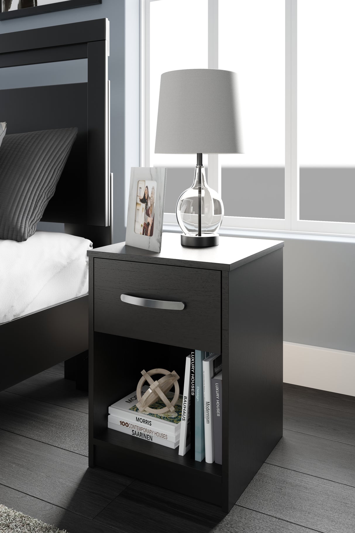 Finch Black Nightstand