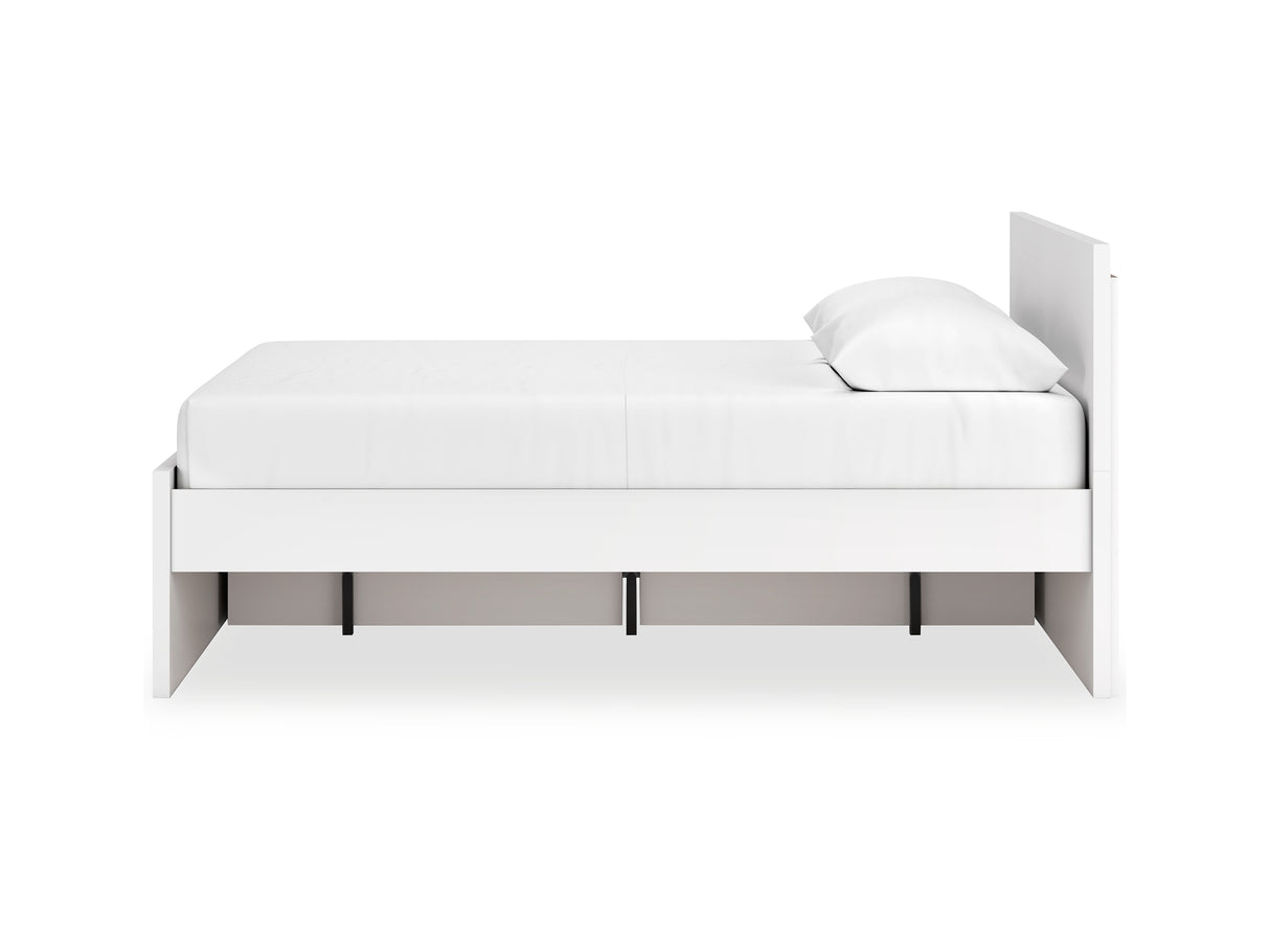 Onita White Queen Panel Platform Bed With 1 Side Storage