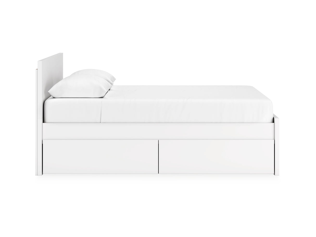 Onita White Queen Panel Platform Bed With 2 Side Storage