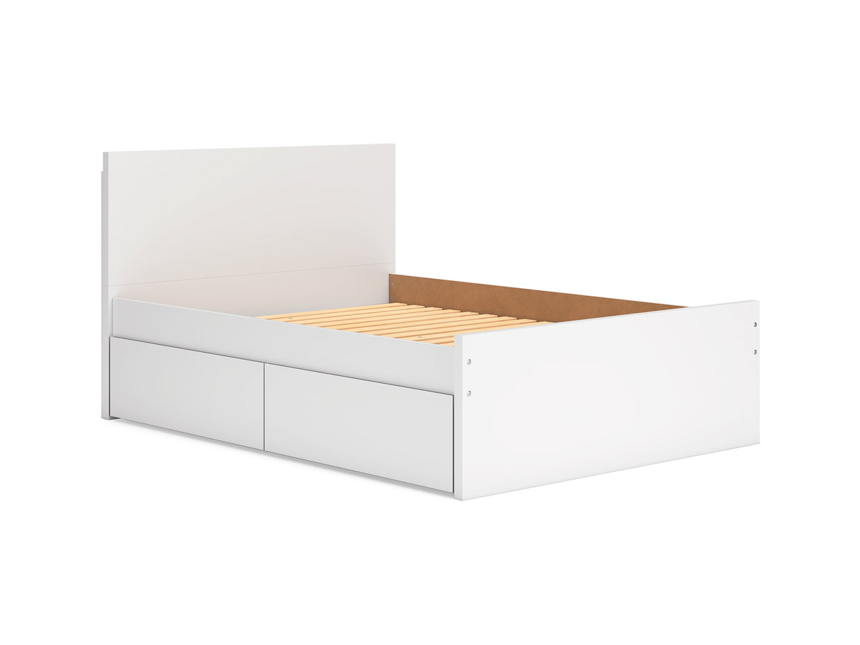 Onita White Full Panel Platform Bed With 1 Side Storage