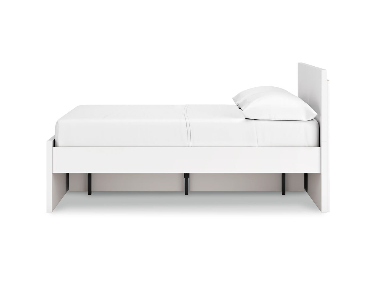 Onita White Full Panel Platform Bed With 1 Side Storage