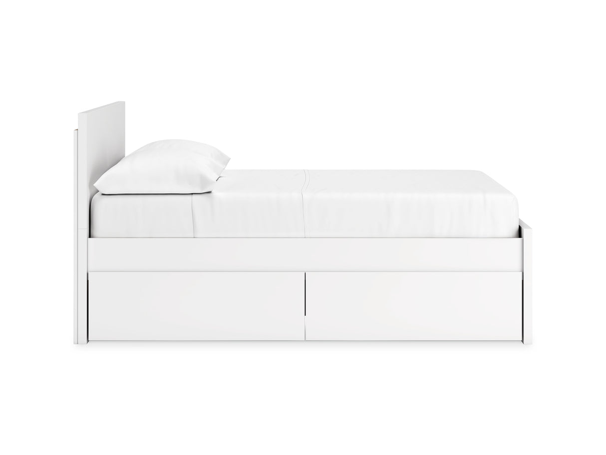 Onita White Full Panel Platform Bed With 1 Side Storage