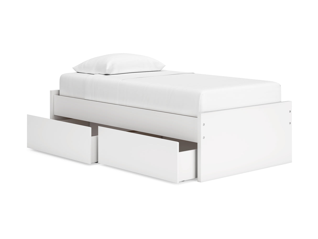 Onita White Twin Platform Bed With 1 Side Storage