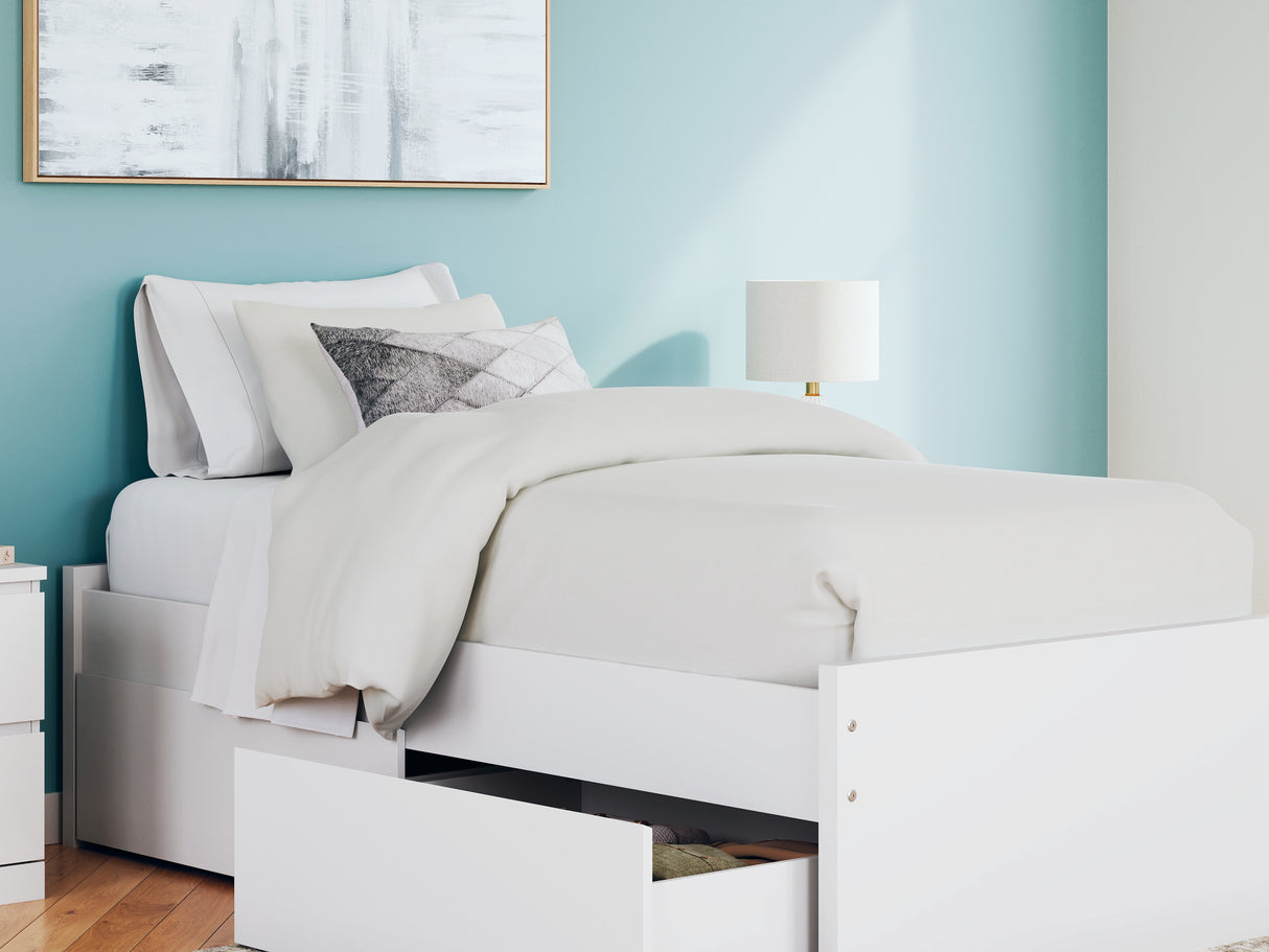 Onita White Twin Platform Bed With 1 Side Storage