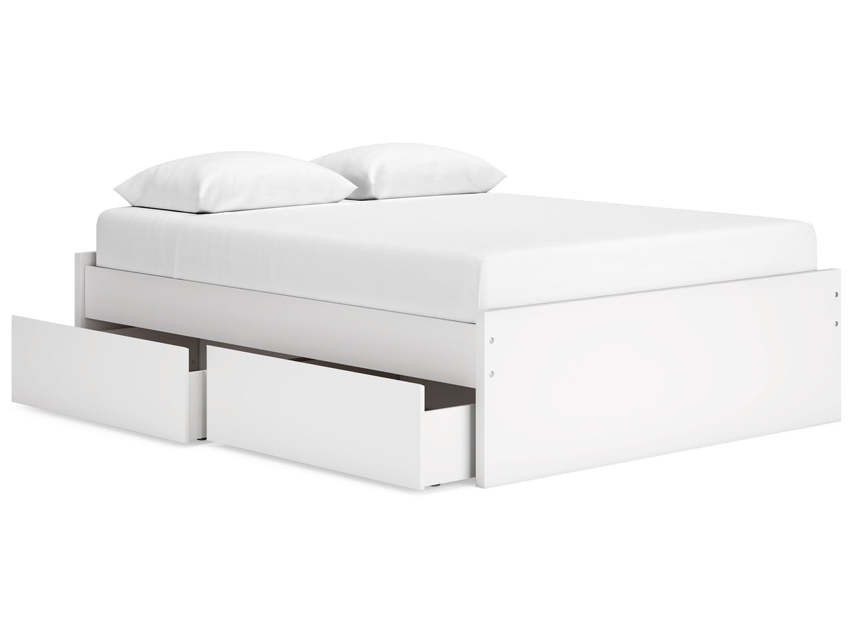 Onita White Queen Platform Bed With 2 Side Storage