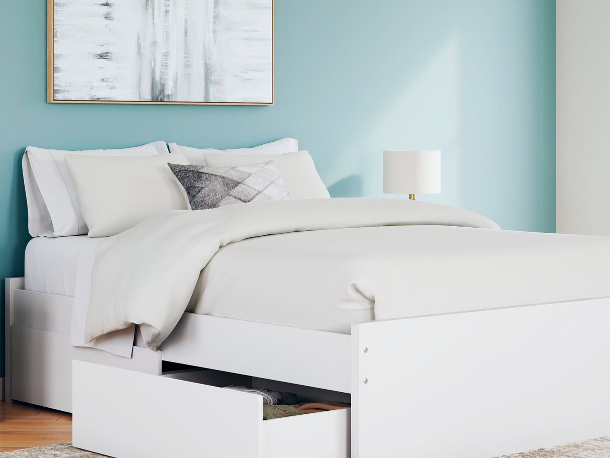 Onita White Queen Platform Bed With 2 Side Storage