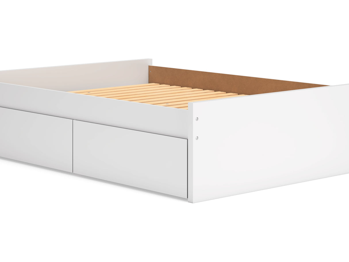Onita White Full Platform Bed With 1 Side Storage