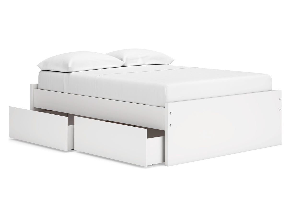 Onita White Full Platform Bed With 1 Side Storage