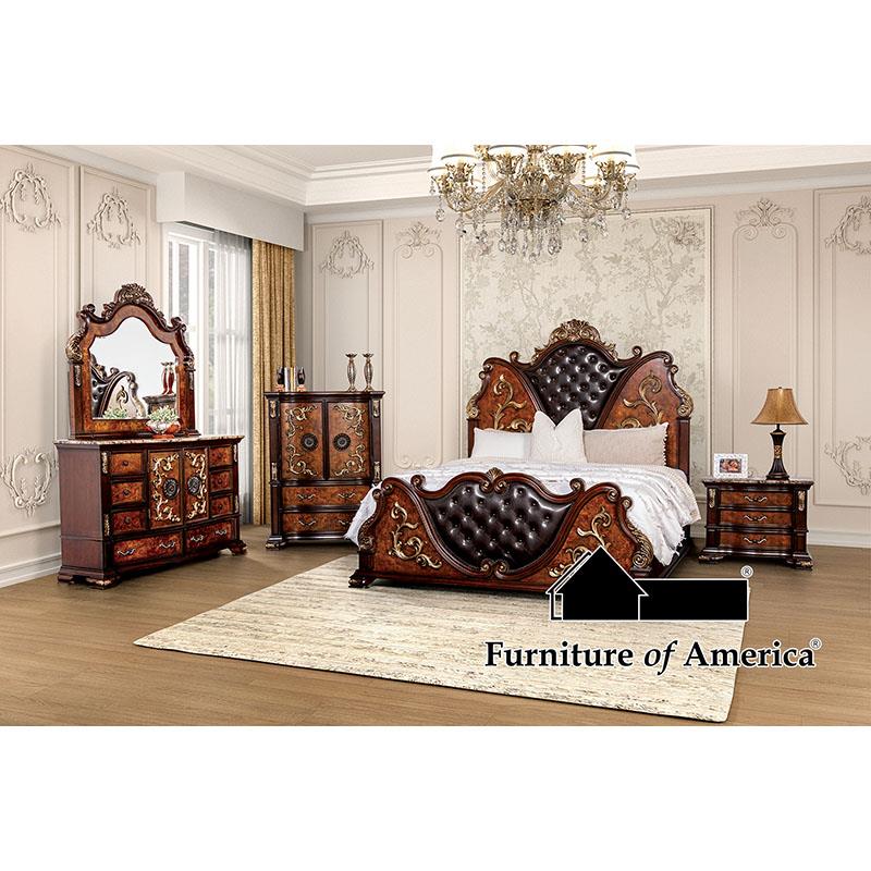 Aquilina Cherry/Oak Queen Bedroom Set 5 Piece