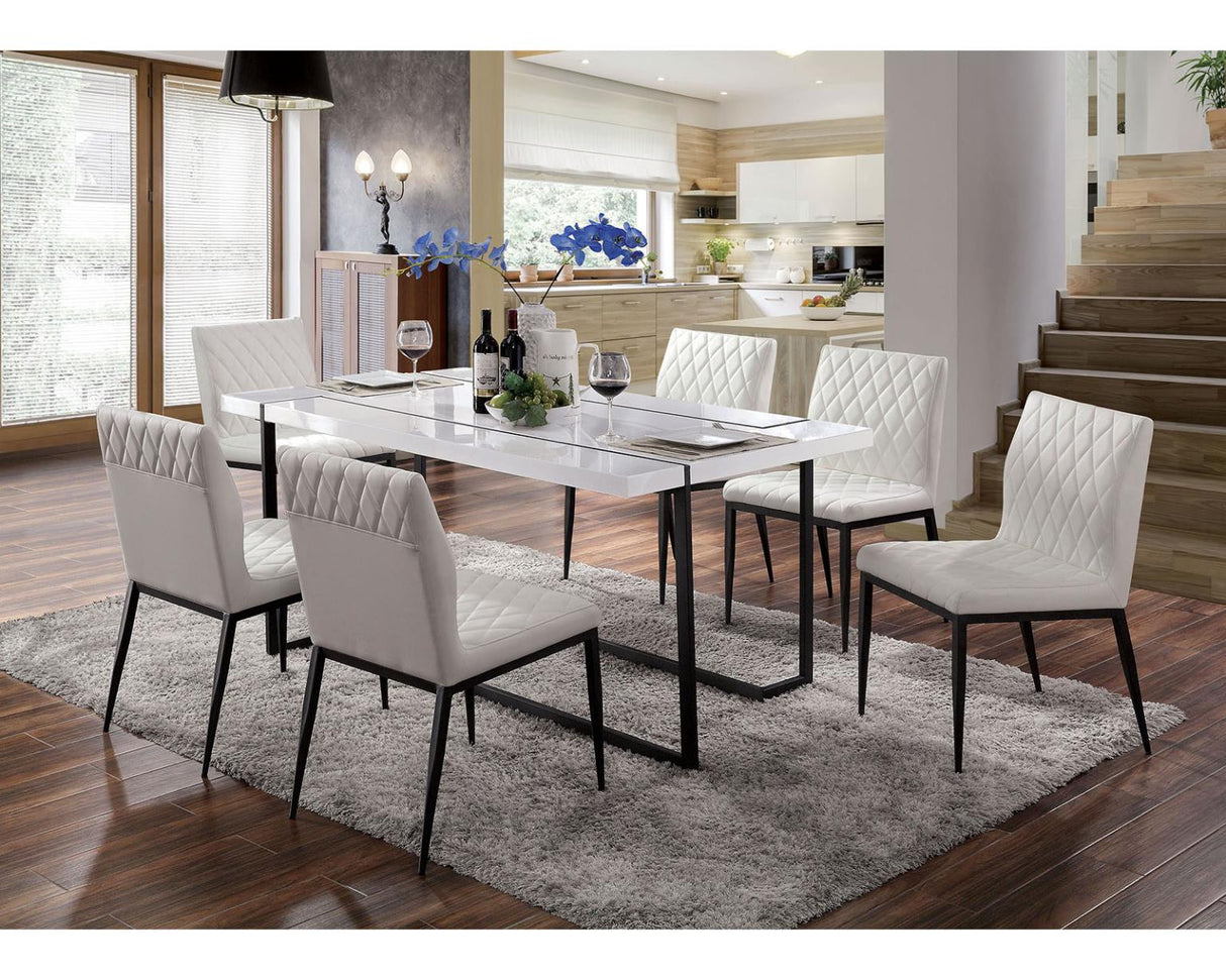 Alisha White/Black Dining Set