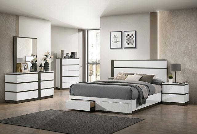 Birsfelden White/Metallic Gray Bedroom Set