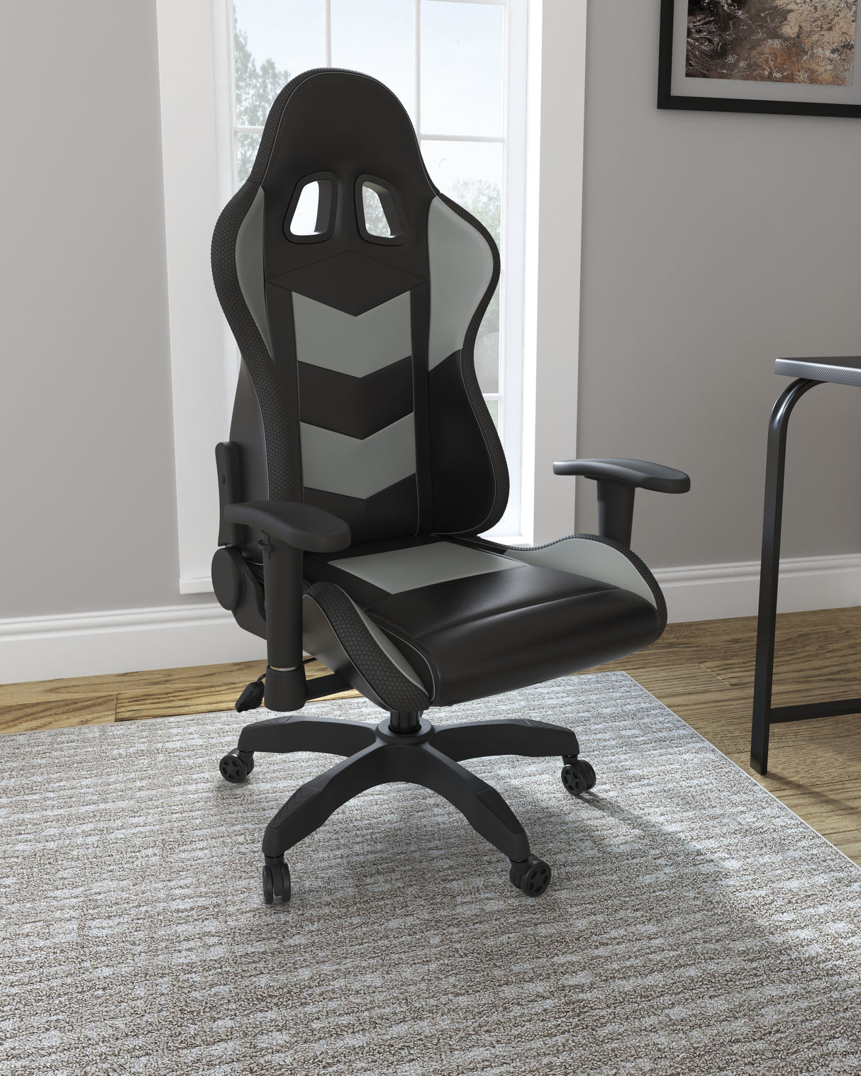 Lynxtyn Black/Gray Home Office Desk Chair