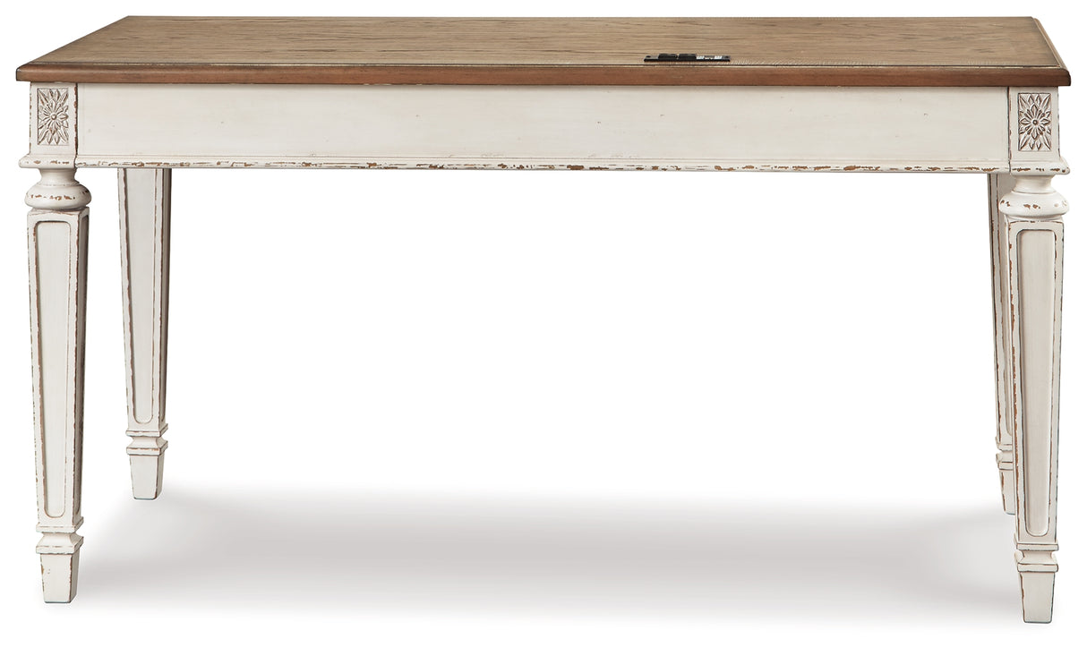 Realyn White/Brown 60" Home Office Desk