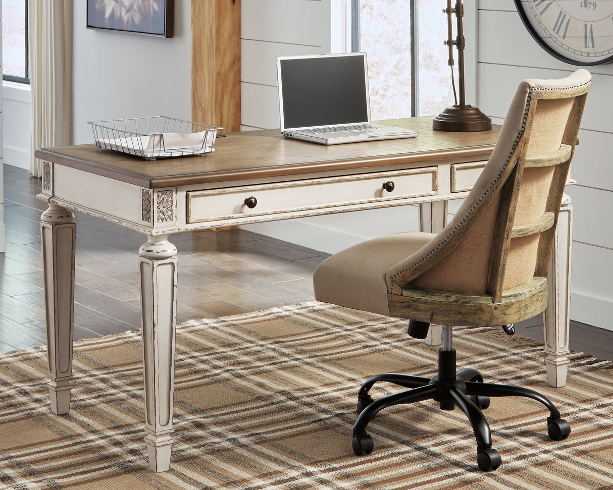 Realyn White/Brown 60" Home Office Desk