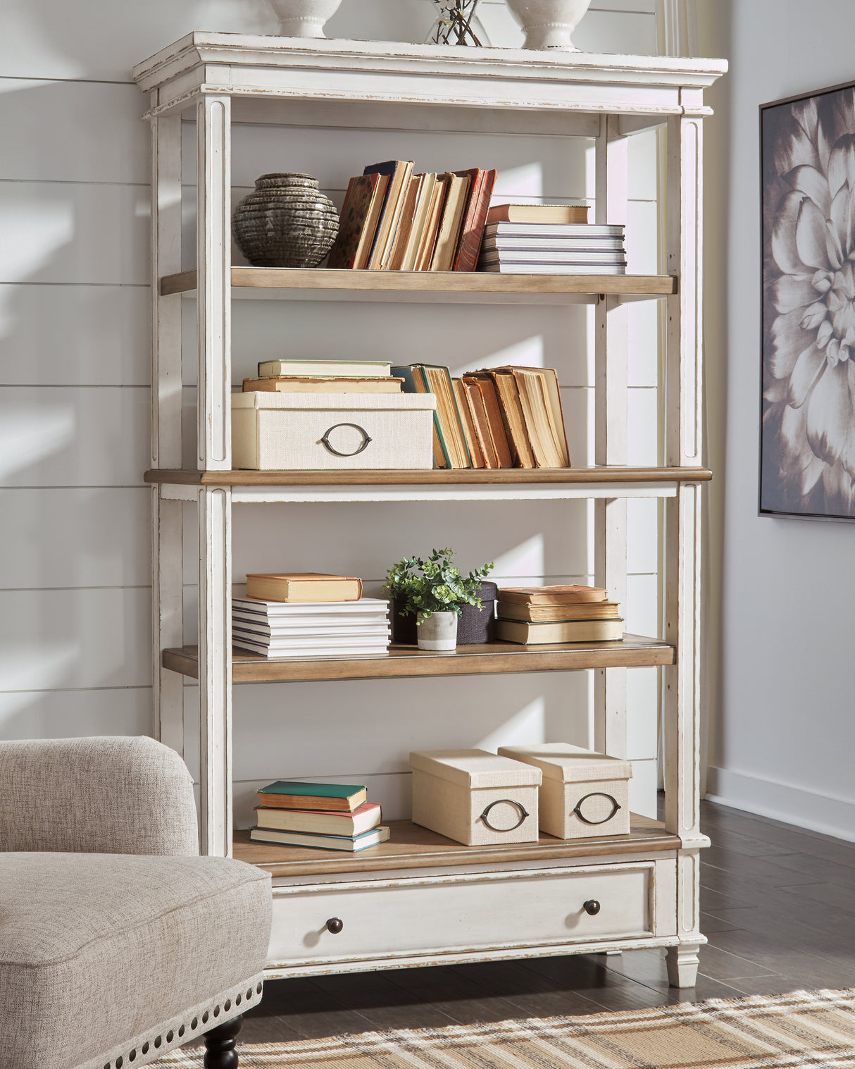 Realyn Brown/White 75" Bookcase