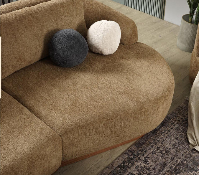 Catania Mocha Curved Living Room Set / 4pc