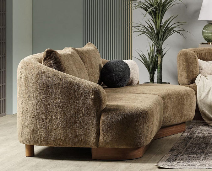 Catania Mocha Curved Living Room Set / 4pc