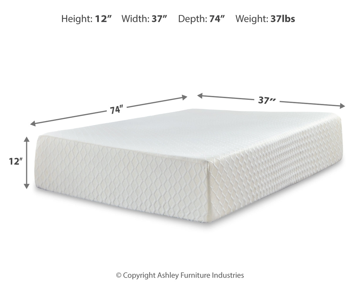 Chime White 12 Inch Memory Foam Twin Mattress In A Box