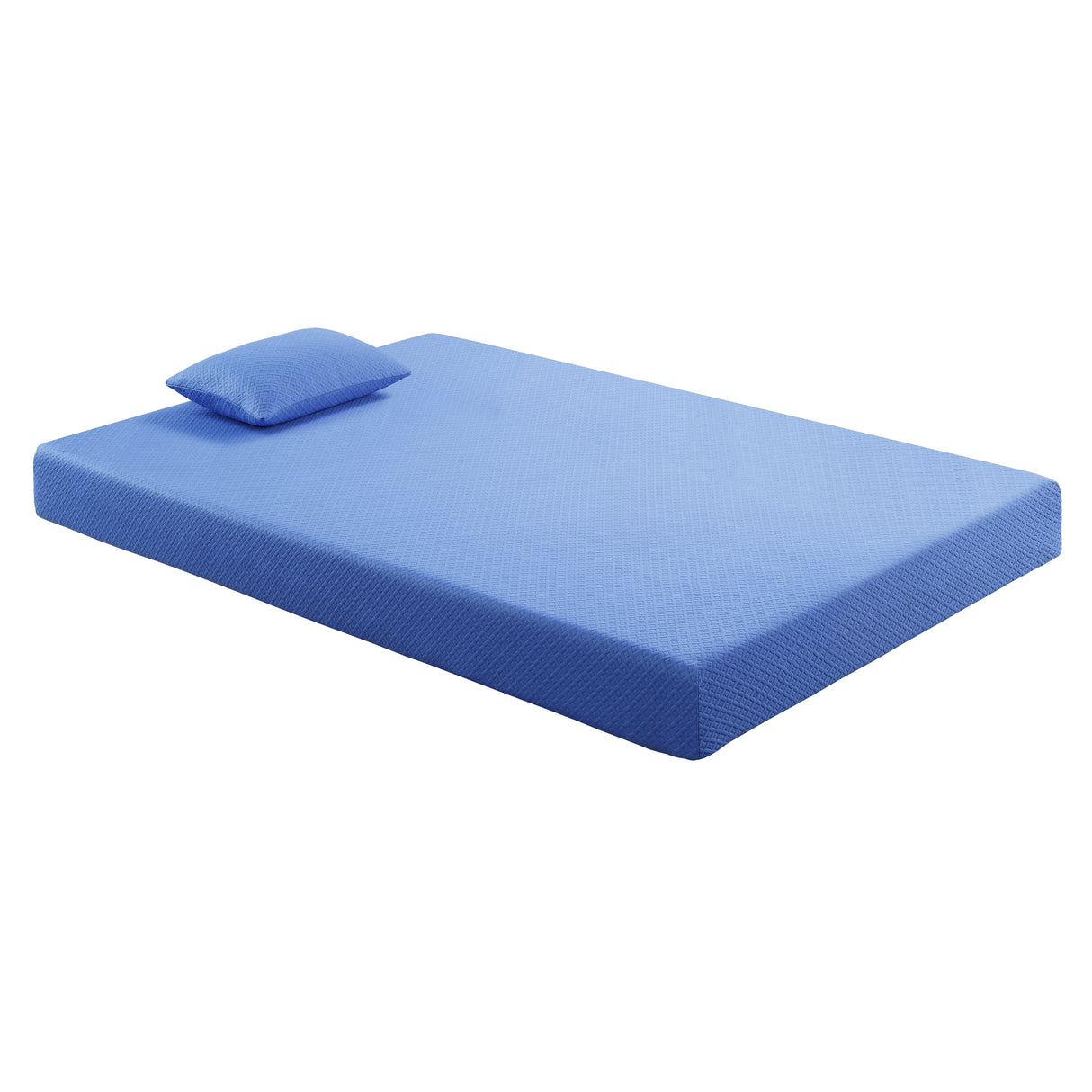 Leo 7" Blue Full Gel-Infused Memory Foam Mattress And Pillow Set