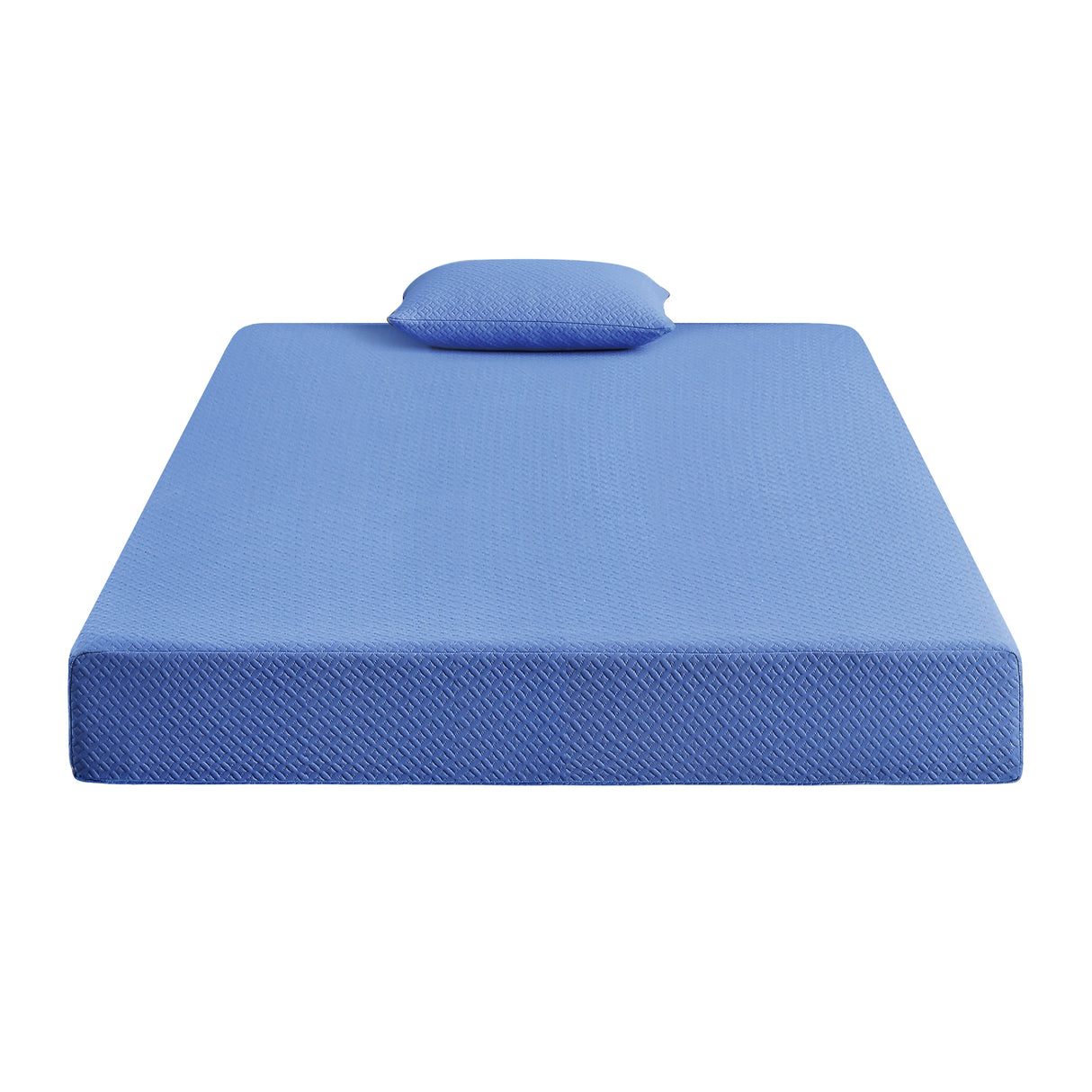 Leo 7" Blue Full Gel-Infused Memory Foam Mattress And Pillow Set