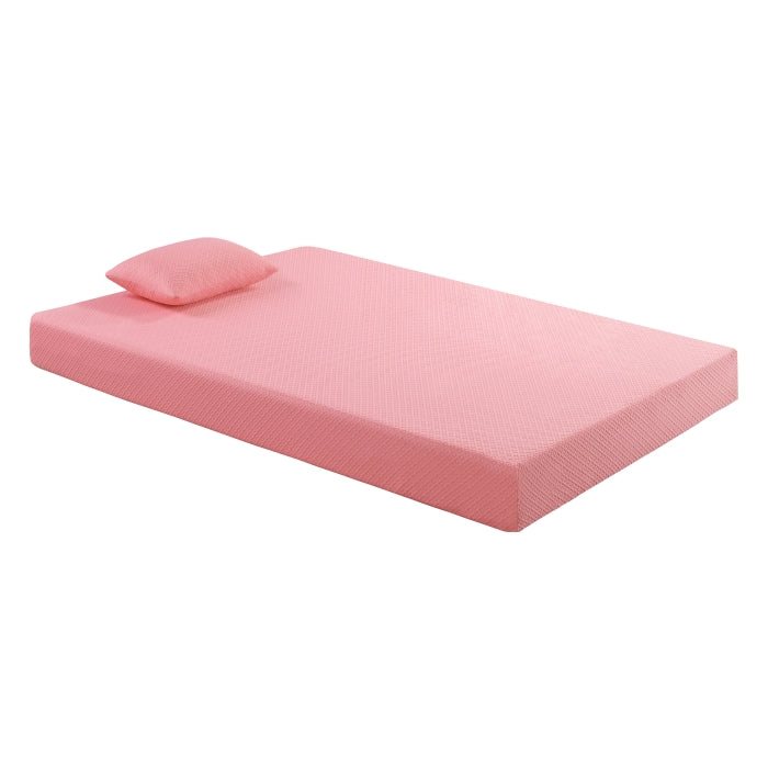 Leo 7" Pink Full Gel-Infused Memory Foam Mattress And Pillow Set