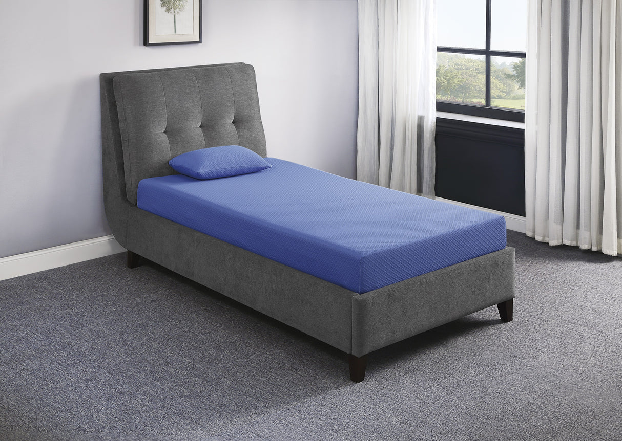 Leo 7" Blue Full Gel-Infused Memory Foam Mattress And Pillow Set