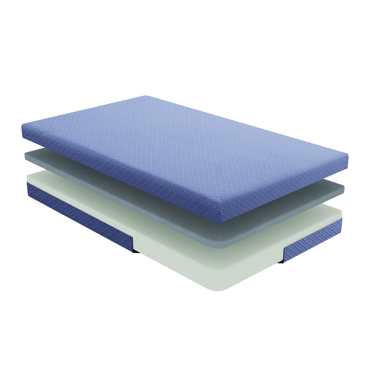 Leo 7" Blue Full Gel-Infused Memory Foam Mattress And Pillow Set