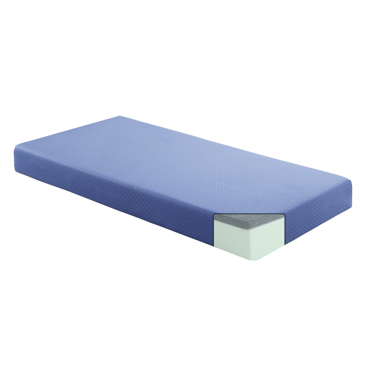 Leo 7" Blue Full Gel-Infused Memory Foam Mattress And Pillow Set