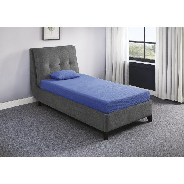 Leo 7" Blue Twin Gel-Infused Memory Foam Mattress And Pillow Set