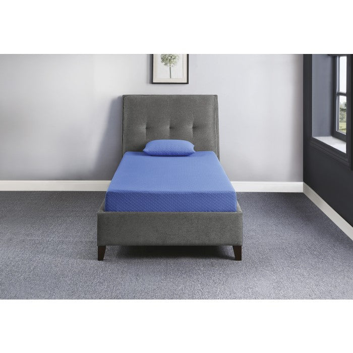 Leo 7" Blue Twin Gel-Infused Memory Foam Mattress And Pillow Set