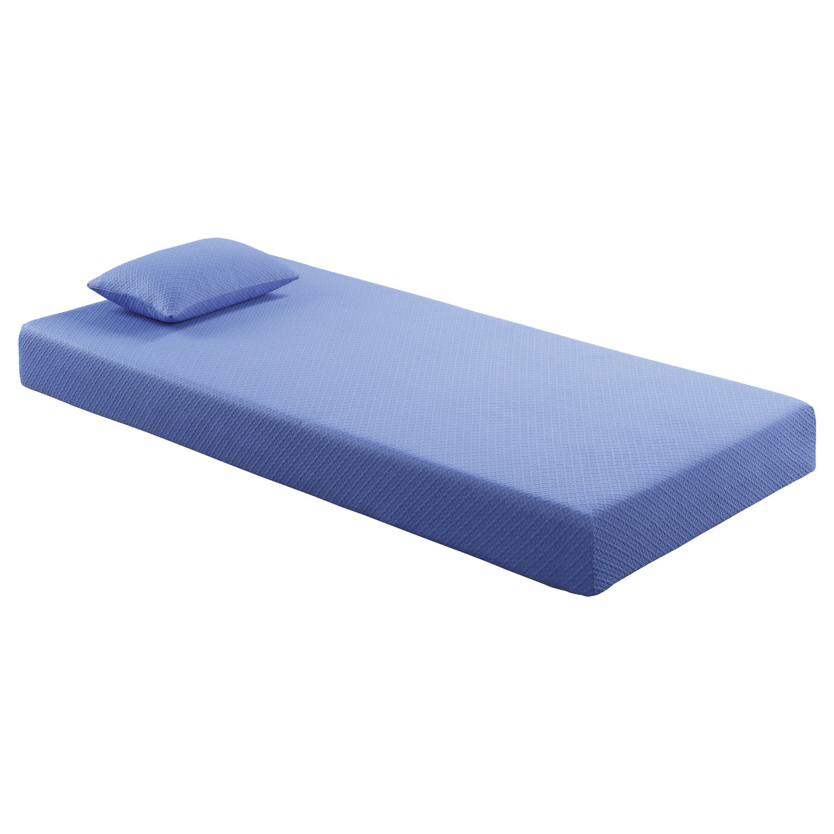 Leo 7" Blue Twin Gel-Infused Memory Foam Mattress And Pillow Set