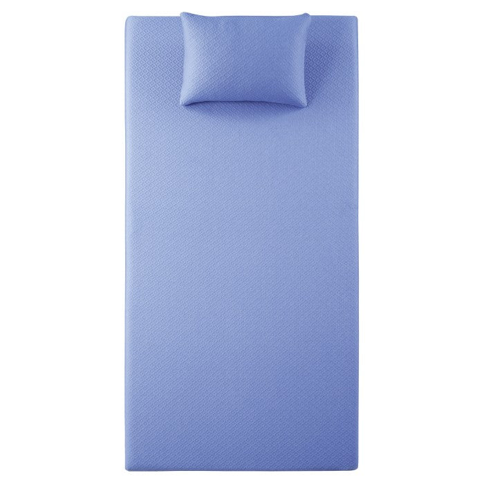 Leo 7" Blue Twin Gel-Infused Memory Foam Mattress And Pillow Set