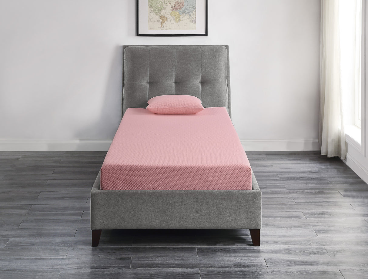 Leo 7" Pink Full Gel-Infused Memory Foam Mattress And Pillow Set