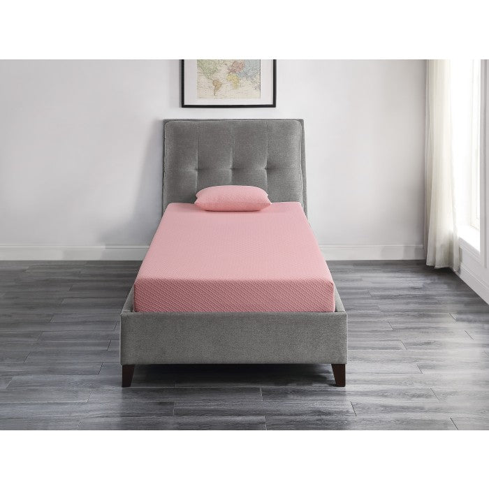 Leo 7" Pink Full Gel-Infused Memory Foam Mattress And Pillow Set