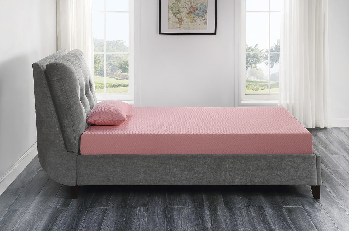 Leo 7" Pink Full Gel-Infused Memory Foam Mattress And Pillow Set