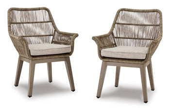 Beach Beige Front Arm Chair With Cushion (Set Of 2)