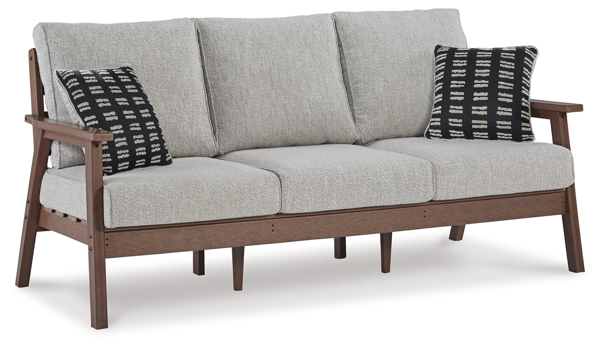 Emmeline Brown/Beige Outdoor Sofa With Cushion