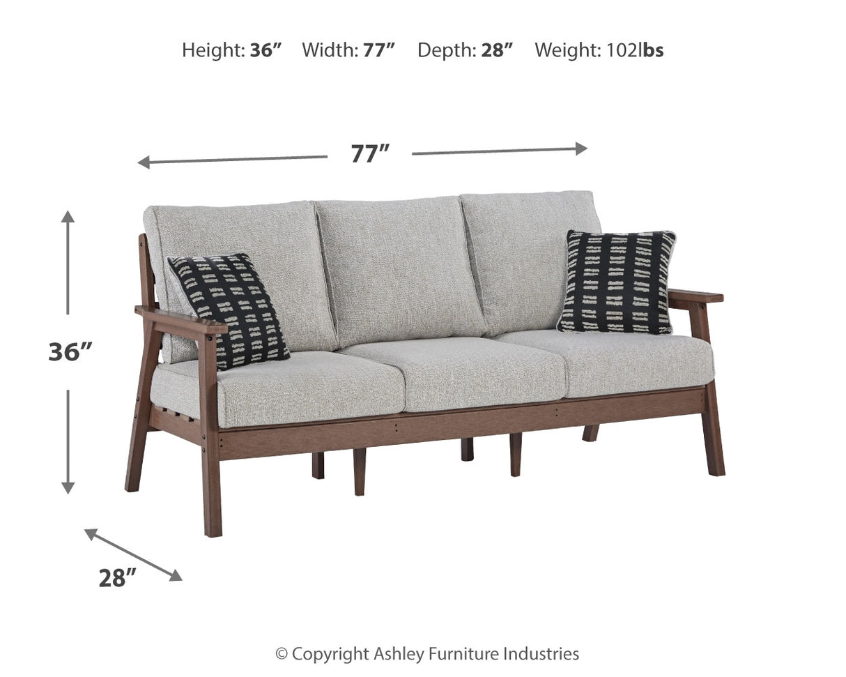 Emmeline Brown/Beige Outdoor Sofa With Cushion