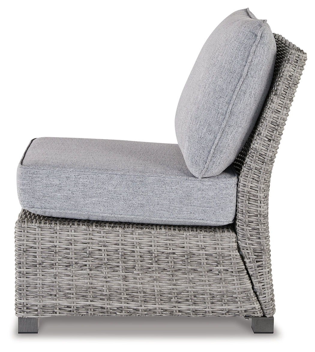 Naples Light Gray Beach Armless Chair With Cushion