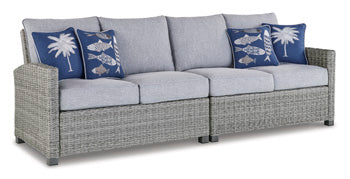 Naples Light Gray Beach Outdoor Right And Left-Arm Facing Loveseat With Cushion (Set Of 2)