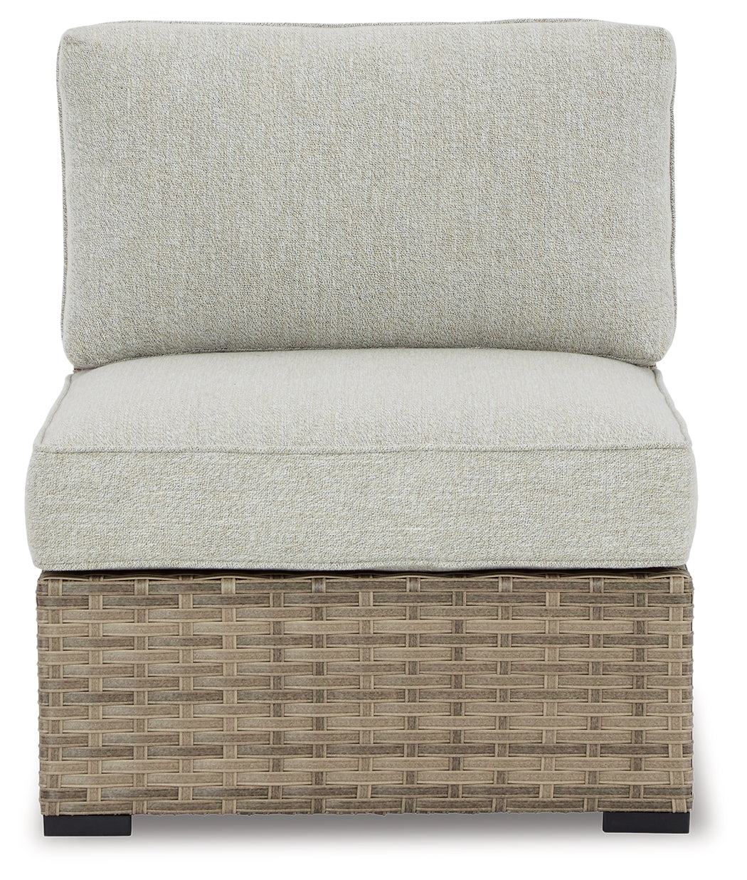 Calworth Beige Outdoor Armless Chair With Cushion (Set Of 2)