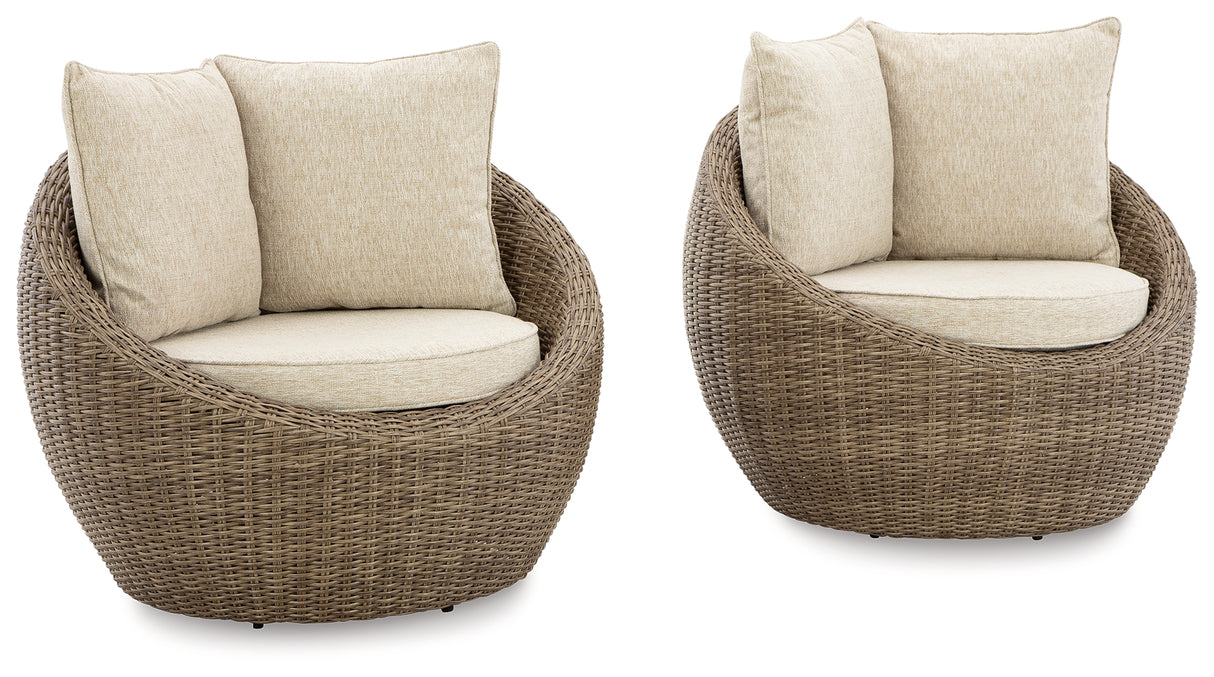 Danson Beige Swivel Lounge With Cushion (Set Of 2)