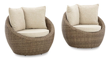 Danson Beige Swivel Lounge With Cushion (Set Of 2)